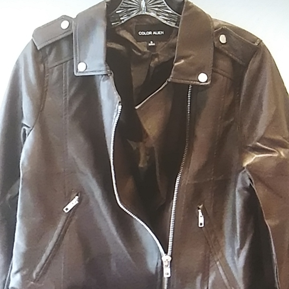 New Women's Brown Motorcycle Jacket - Picture 2 of 3
